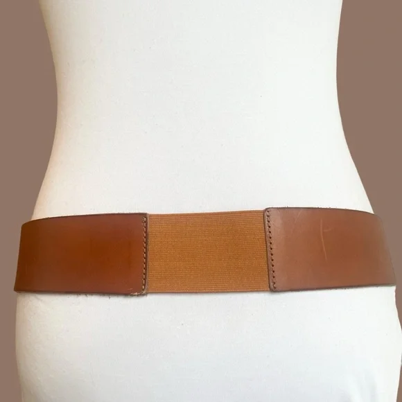 Wide Leather Belt in Cognac Brown Structural 90s Size L - Picture 5 of 17